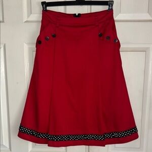 Pinky Pinups Red Polka Dot Trimmed A Line Skirt